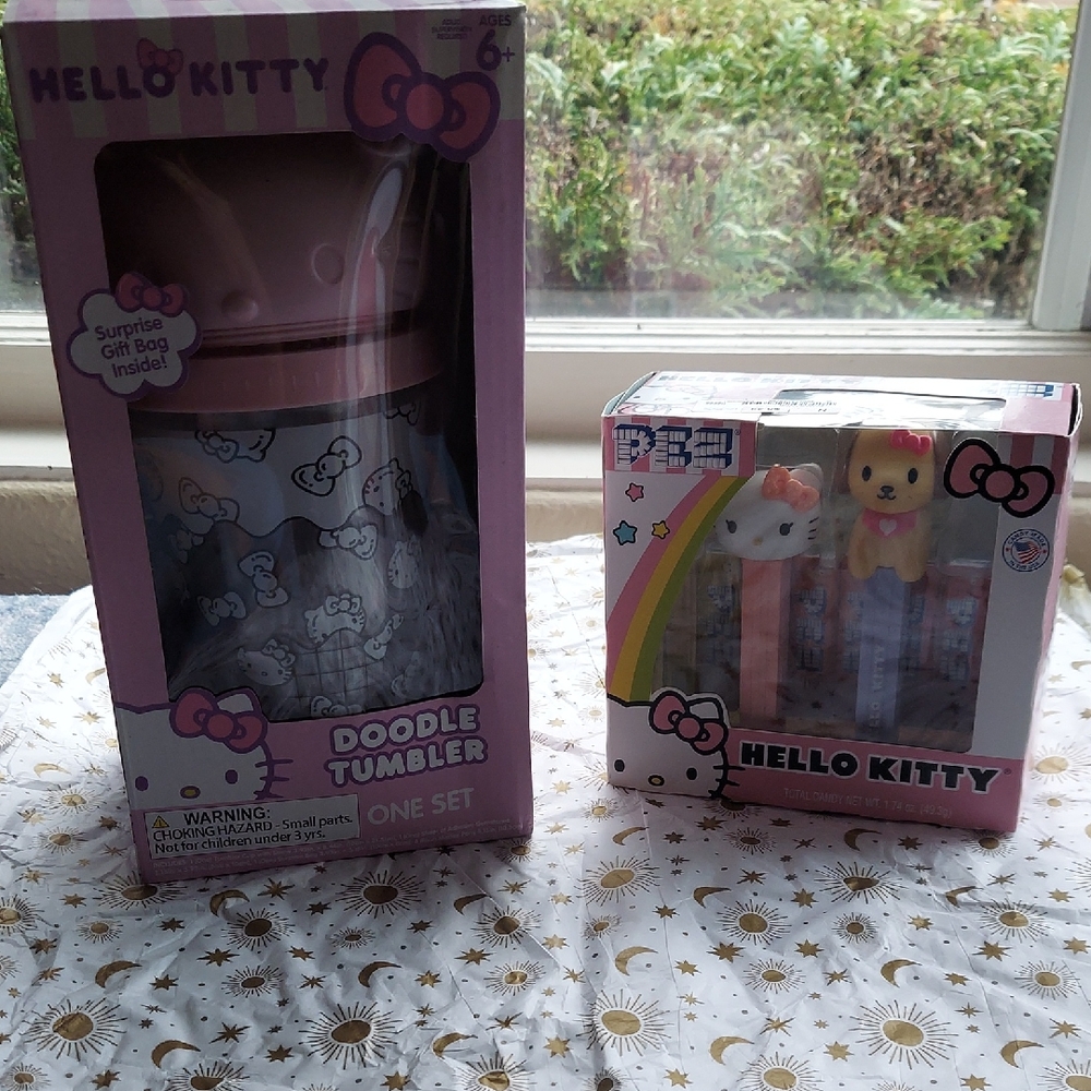 Hello Kitty Set- Glass Tumbler & Pez Candy
